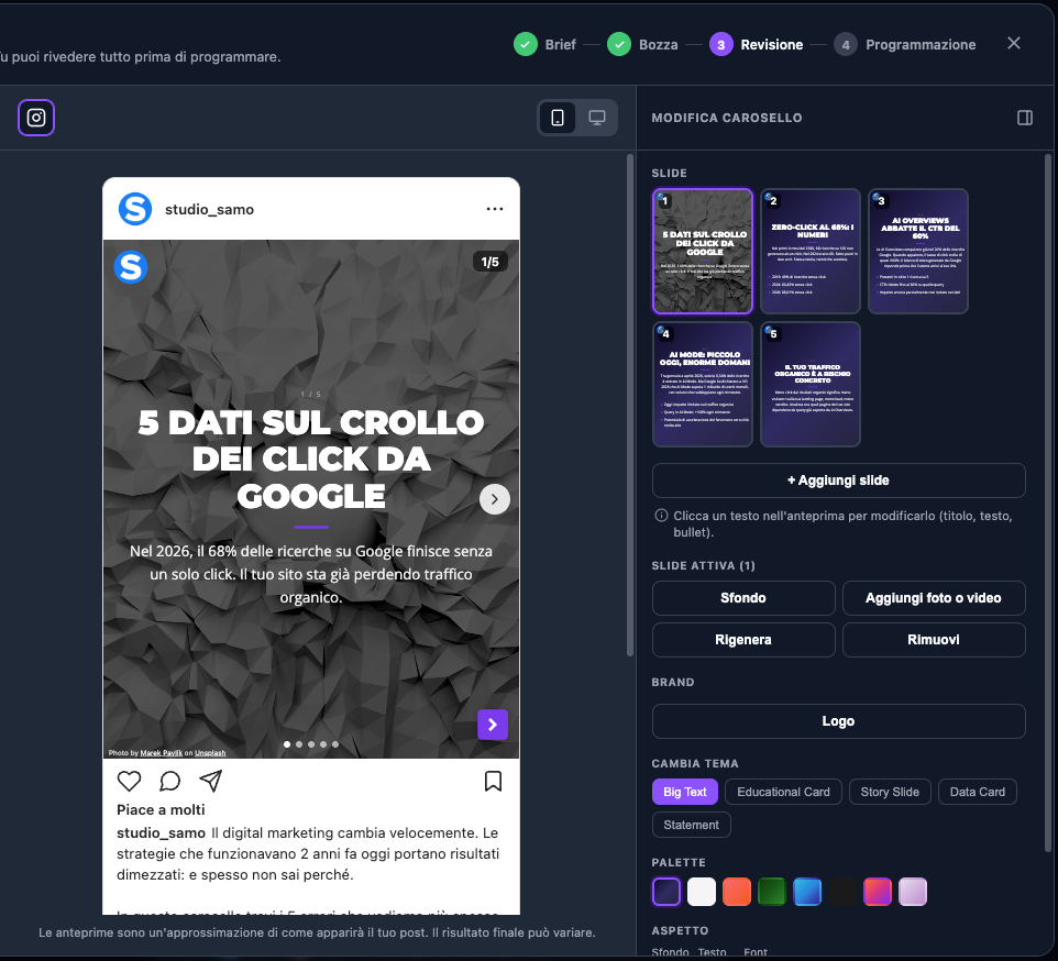 Creo contenuti per ogni formato