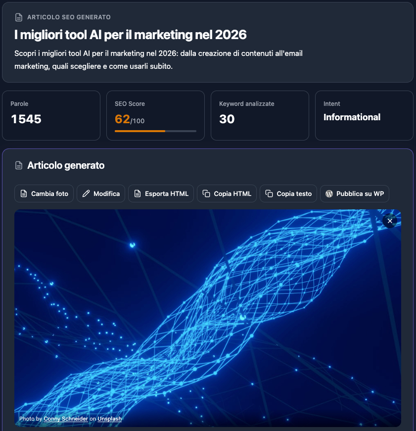 Creo contenuti e ottimizzazioni pronti